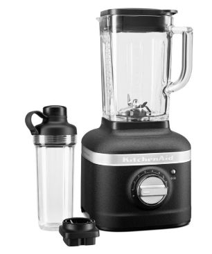 KITCHENAID K400 Standmixer mit Smoothie-Maker 2Go! Standmixer Gusseisen Schwarz (1200 Watt, 1.4 Liter)