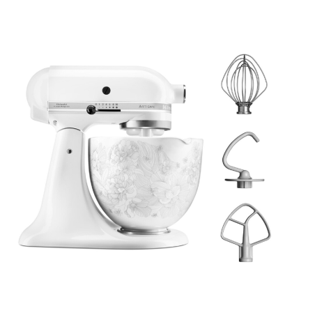 KITCHENAID Artisan 4,8 Liter - 5KSM156WFEWH Küchenmaschine Floral White (300 Watt)