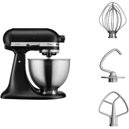 KITCHENAID 5K45SSEBM 4,3 Liter Küchenmaschine Matt Schwarz (275 Watt)