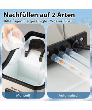 COSTWAY 2,5L Wassertank Eiswürfelmaschine (180 Watt, Silber)