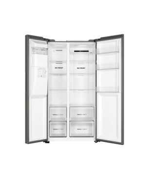 HAIER HSR3918FIMP Side-by-Side (393 kWh/Jahr, F, 117,5 cm hoch, Edelstahl)